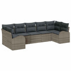 Gartensofa-set mit Kissen mit Speicher 7 pcs Grau Poly-Rattan
