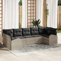 Gartensofa-set mit Kissen 7 pcs Hellgrau Poly-Rattan