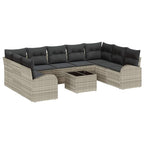 Gartensofa-set mit Kissen 10 pcs Hellgrau Poly-Rattan