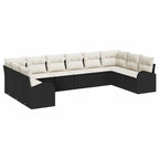 Gartensofa-set mit Kissen 10 pcs Schwarz und Weiß Poly-Rattan