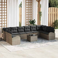 Gartensofa-set mit Kissen 11 pcs Hellgrau Poly-Rattan