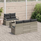 Gartensofa-set 6 pcs Hellgrau und Dunkelgrau Poly-Rattan