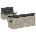 Gartensofa-set 6 pcs Hellgrau und Dunkelgrau Poly-Rattan