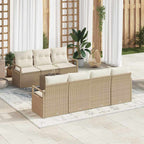 Gartensofa-set mit Kissen 8 pcs Beige und Creme Poly-Rattan