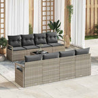 Gartensofa-set 9 pcs Hellgrau und Dunkelgrau Poly-Rattan