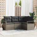 Sofa Set mit Kissen mit Speicher 4 pcs Grau Poly-Rattan