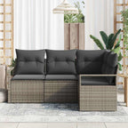 Sofa Set mit Kissen mit Speicher 4 pcs Grau Poly-Rattan