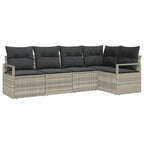 Gartensofa-set mit Kissen 5 pcs Hellgrau Poly-Rattan
