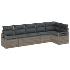 Gartensofa-set mit Kissen mit Speicher 6 pcs Grau Poly-Rattan