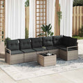 Gartensofa-set mit Kissen 7 pcs Hellgrau Poly-Rattan