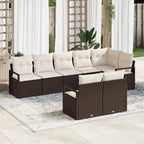Gartensofa-set mit Kissen 8 pcs Braun und Weiß Poly-Rattan