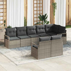 Gartensofa-set mit Kissen mit Speicher 8 pcs Grau Poly-Rattan