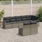 Gartensofa-set mit Kissen mit Speicher 8 pcs Grau Poly-Rattan