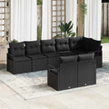 Gartensofa-set mit Kissen 8 pcs Schwarz Poly-Rattan