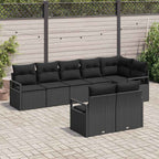 Gartensofa-set mit Kissen 8 pcs Schwarz Poly-Rattan