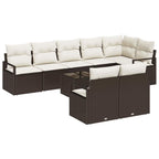 Gartensofa-set mit Kissen 9 pcs Braun und Creme Poly-Rattan