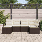 Sofa Set mit Kissen 6 pcs Braun und Creme Poly-Rattan
