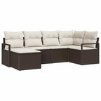 Sofa Set mit Kissen 6 pcs Braun und Creme Poly-Rattan