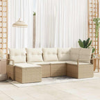 Sofa Set mit Kissen 6 pcs Beige und Creme Poly-Rattan