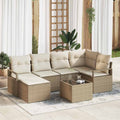 Sofa Set mit Kissen 7 pcs Beige und Creme Poly-Rattan