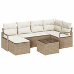 Sofa Set mit Kissen 7 pcs Beige und Creme Poly-Rattan