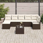 Sofa Set mit Kissen 8 pcs Braun und Creme Poly-Rattan