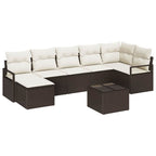 Sofa Set mit Kissen 8 pcs Braun und Creme Poly-Rattan
