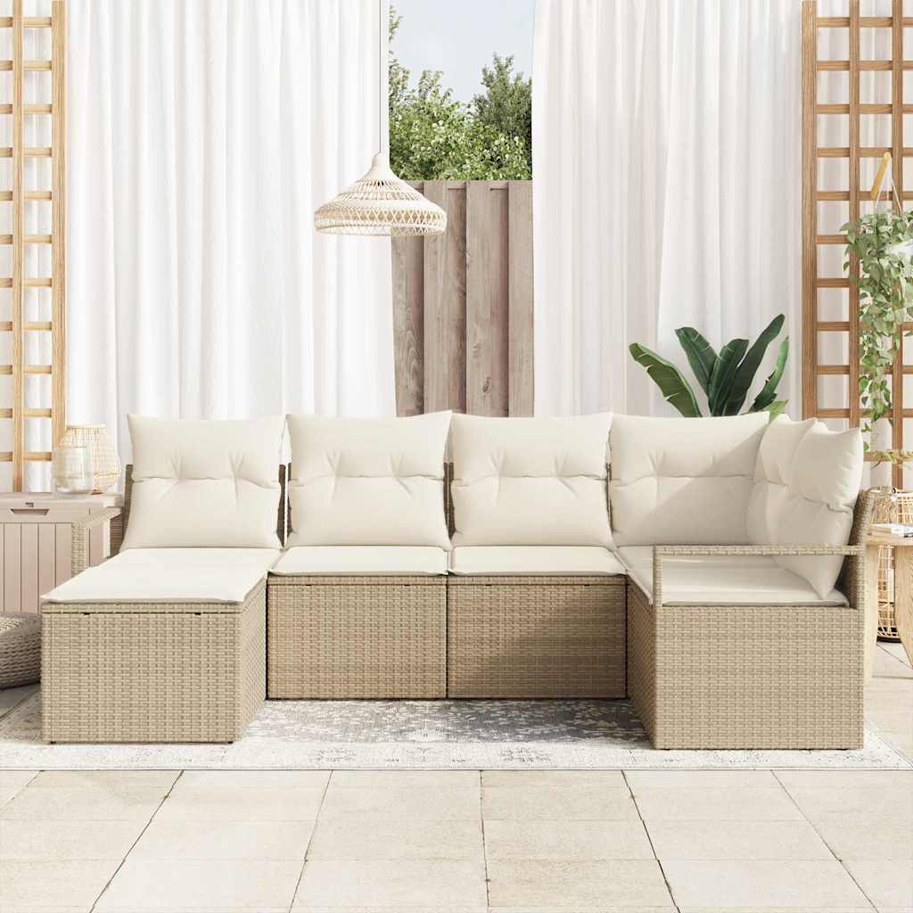 Sofa Set mit Kissen 8 pcs Beige und Creme Poly-Rattan