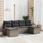 Sofa Set mit Kissen mit Speicher 6 pcs Grau Poly-Rattan