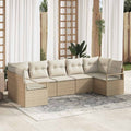 Gartensofa-set mit Kissen 7 pcs Beige und Weiß Poly-Rattan