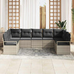 Gartensofa-set mit Kissen 9 pcs Hellgrau Poly-Rattan
