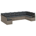 Gartensofa-set mit Kissen mit Speicher 10 pcs Grau Poly-Rattan