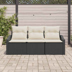 Gartensofa-set mit Kissen 3 pcs Schwarz und Weiß Poly-Rattan