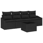 Sofa Set mit Kissen mit Speicher 5 pcs Schwarz Poly-Rattan