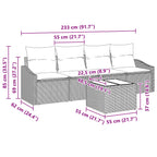 Sofa Set mit Kissen 5 pcs Grau und Marineblau Poly-Rattan