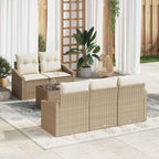 Sofa Set mit Kissen 6 pcs Beige und Creme Poly-Rattan