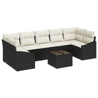 Sofa Set mit Kissen 8 pcs Schwarz und Creme Poly-Rattan