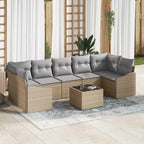 Sofa Set mit Kissen 8 pcs Beige und Grau Poly-Rattan