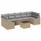 Sofa Set mit Kissen 8 pcs Beige und Grau Poly-Rattan