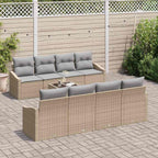 Sofa Set mit Kissen 7 pcs Beige und Grau Poly-Rattan