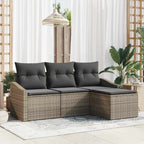 Sofa Set mit Kissen mit Speicher 4 pcs Grau Poly-Rattan