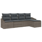 Sofa Set mit Kissen mit Speicher 5 pcs Grau Poly-Rattan