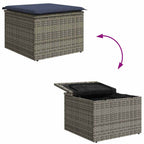Sofa Set mit Kissen 5 pcs Grau und Marineblau Poly-Rattan