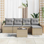 Sofa Set mit Kissen 6 pcs Beige und Hellgrau Poly-Rattan