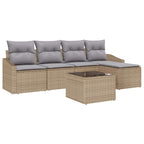 Sofa Set mit Kissen 6 pcs Beige und Hellgrau Poly-Rattan