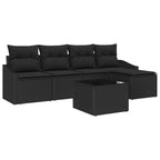 Sofa Set mit Kissen mit Speicher 6 pcs Schwarz Poly-Rattan