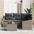 Gartensofa-set mit Kissen 5 pcs Hellgrau Poly-Rattan