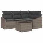 Gartensofa-set mit Kissen 5 pcs Hellgrau Poly-Rattan