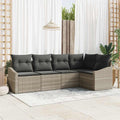 Gartensofa-set mit Kissen 5 pcs Hellgrau Poly-Rattan