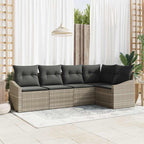 Gartensofa-set mit Kissen 5 pcs Hellgrau Poly-Rattan